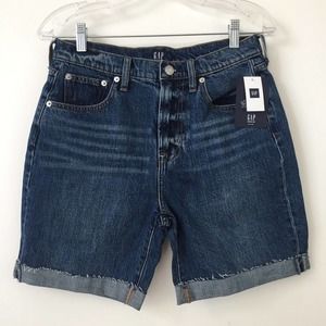 Gap Denim Dark Indigo Short Women Size 26 Raw Hem NWT